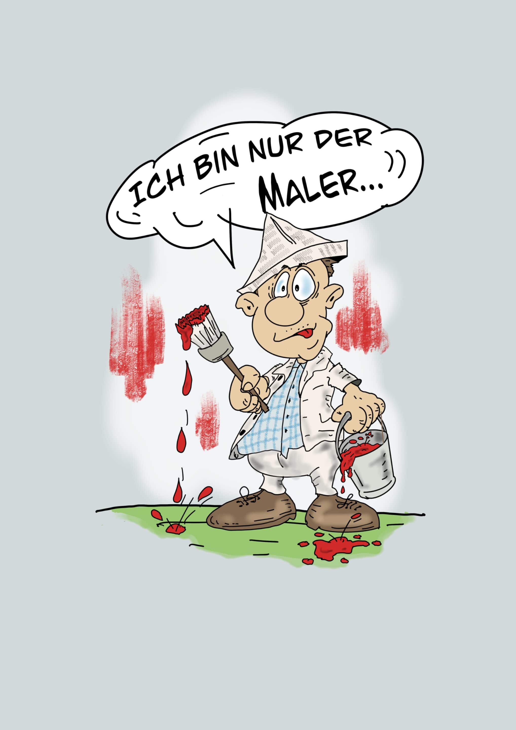 Cartoon eines Malers der rumkleckst