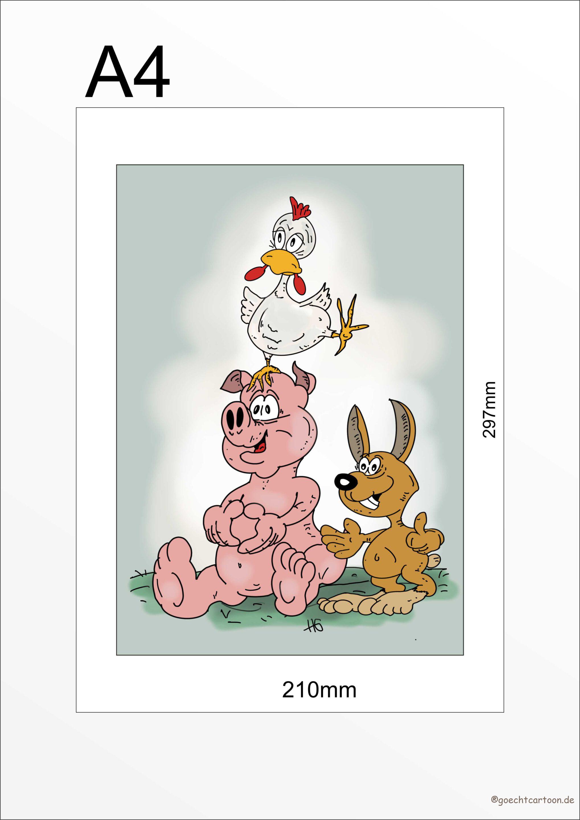 Tierbild "Schwein, Huhn und Hase"