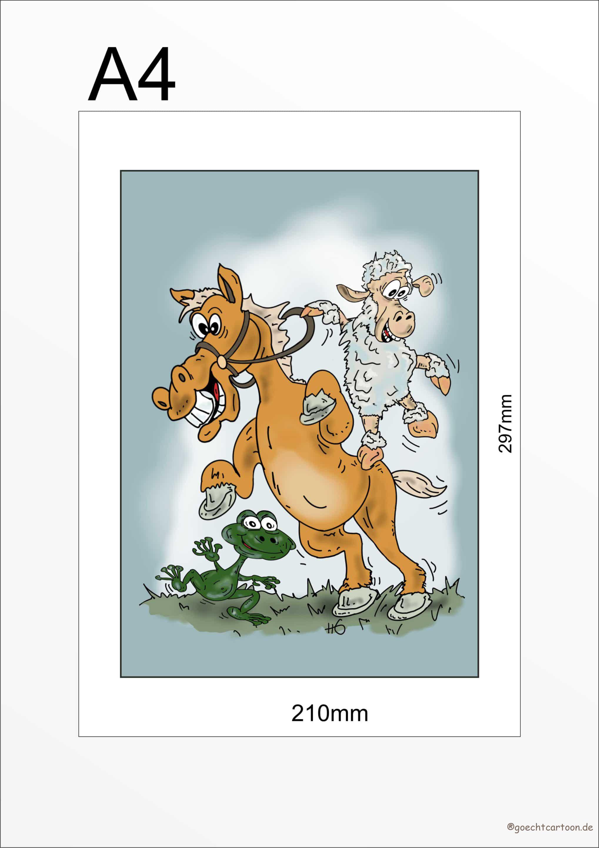 Tierbild "Pferd, Schaf und Frosch"