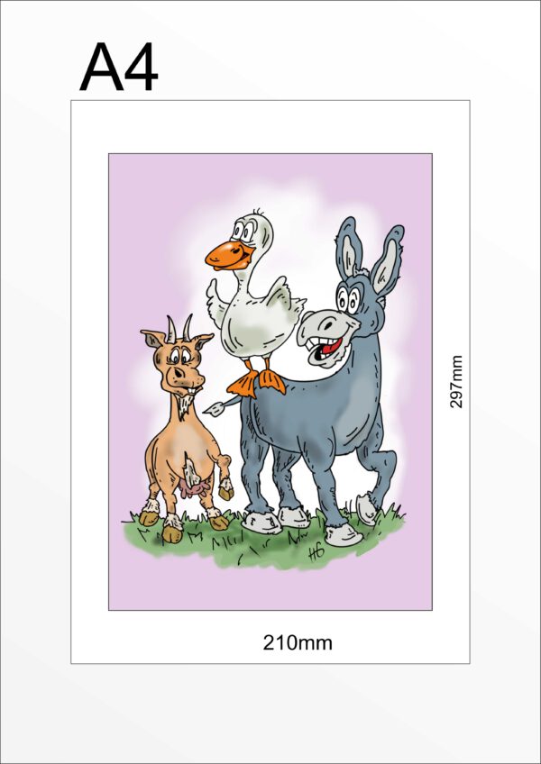 Tierbild "Esel, Ente und Gans"